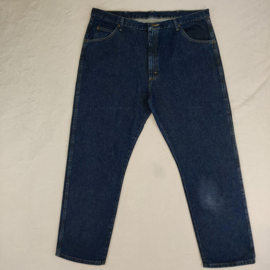 Wrangler Regular Fit Dark Blue Straight Denim Jeans Men W42 L30