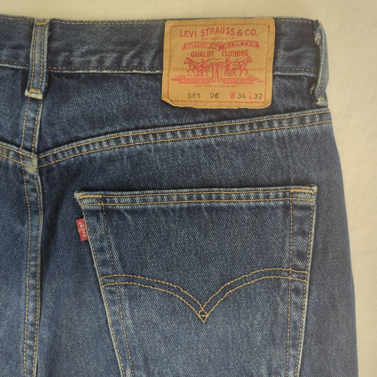 Levis 581 06 Blue Regular Straight Fit Denim Jeans Men W34 L32