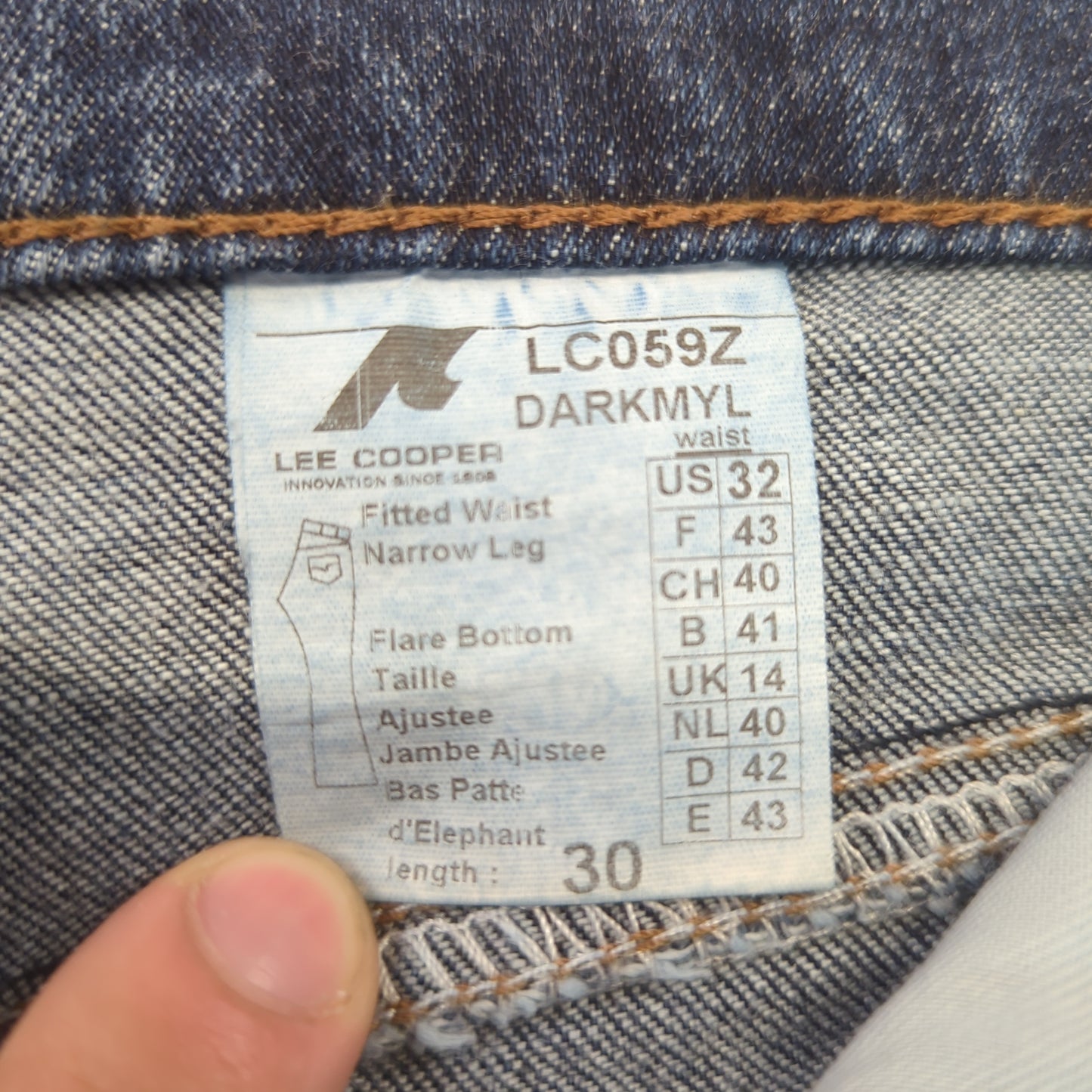 Lee Cooper Blue Narrow Leg Fitted Waist Bootcut Jeans Women UK 14 W32 L30