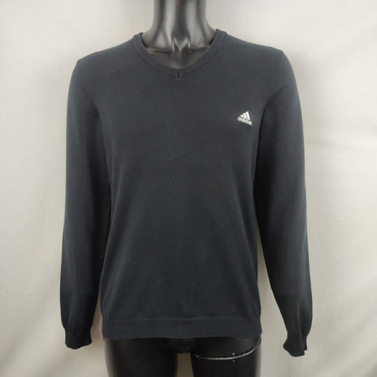 Adidas Black V-Neck Cotton Sweatshirt Men Size Medium