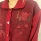 FRLENDLI Vintage Red Wool Cardigan Jumper Women Size Large