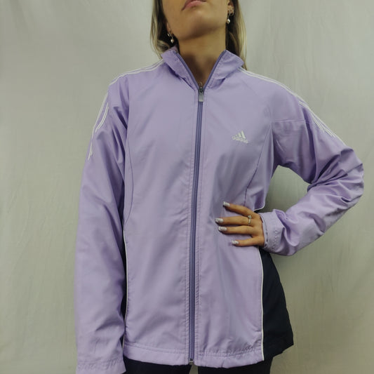 Adidas Vintage Purple Lilac Windbreaker Jacket Women Size Medium