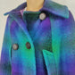 Serenade Models Vintage Purple Green Blue Wool Cape Overcoat Coat Women Large