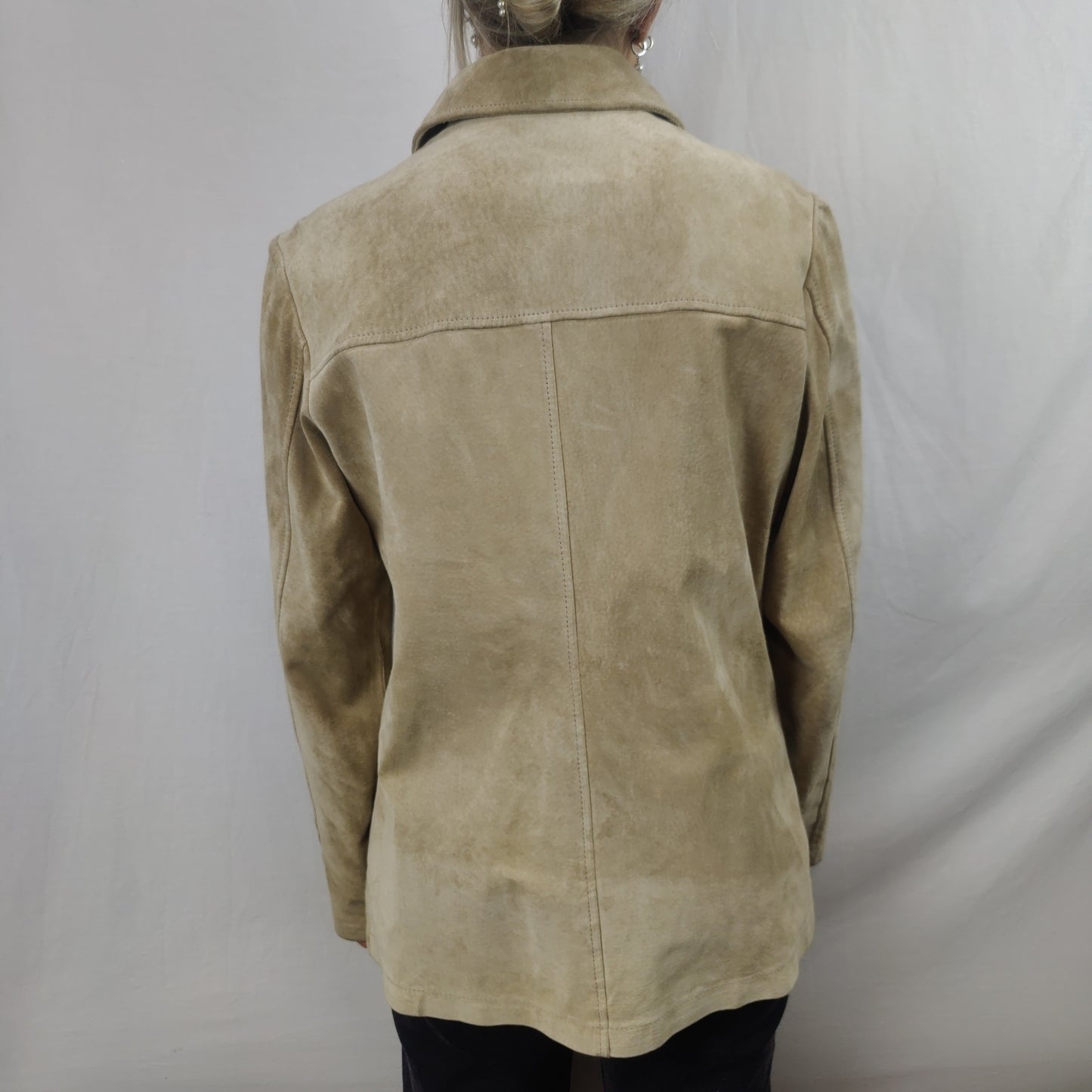 CCDK Vintage Copenhagen Beige Suede Leather Jacket Women Size Medium
