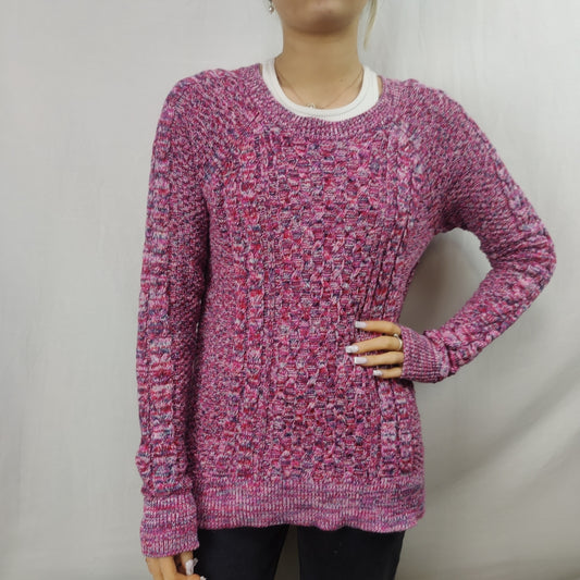Gap Purple Pink Cotton Knit Round Neck Jumper Sweater Women Size Small