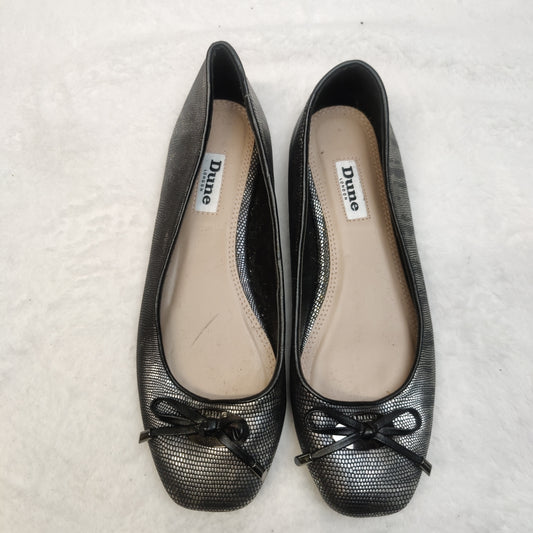 Dune London Silver Leather Ballet Flat Shoes Women Size UK 5 EU 38