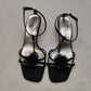 Zodiaco Italy Black Leather Strappy Heels Shoes Women UK 4 EU 37