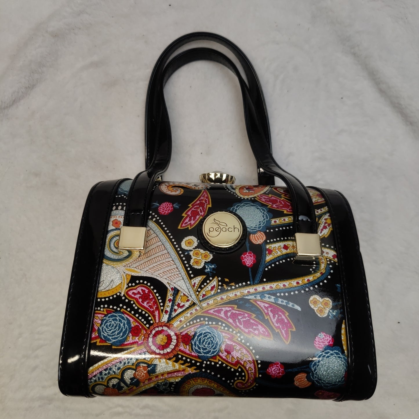 Peach Multicolour Funky Top Handle Bag Handbag Women