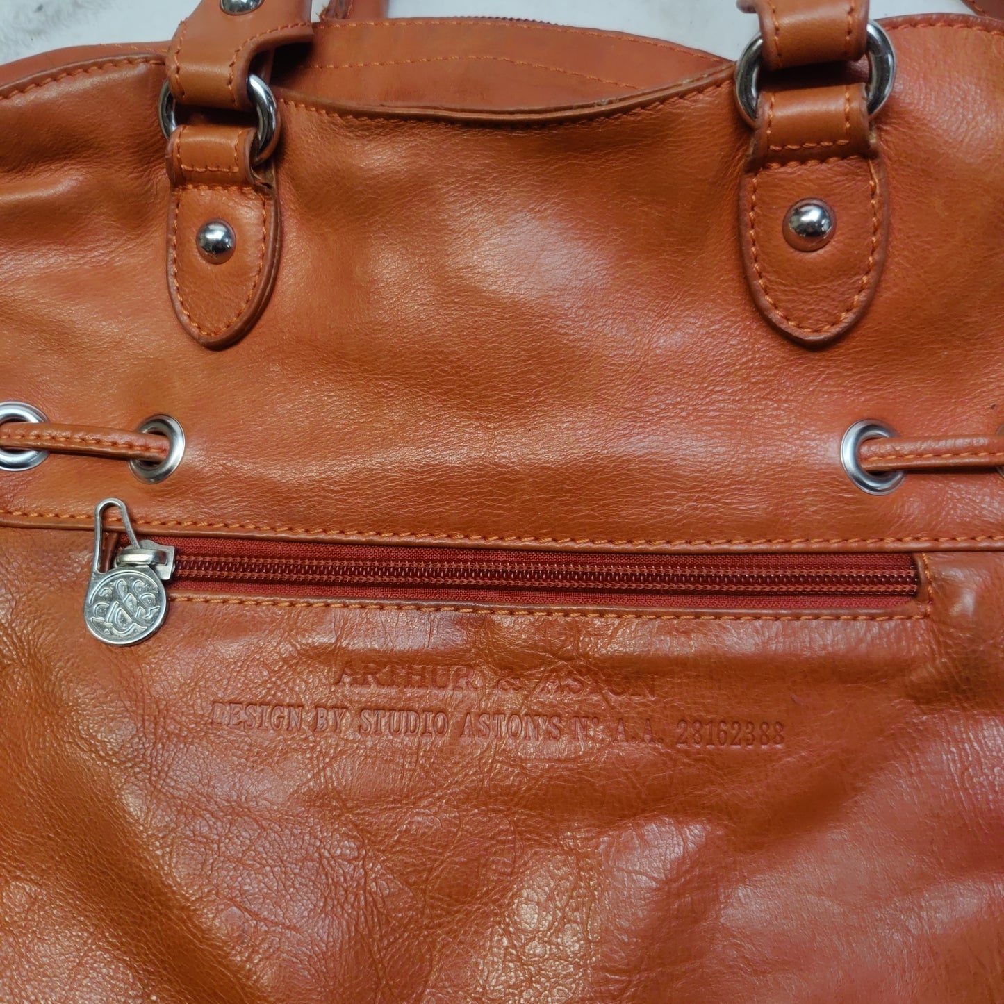 Arthur & Aston Orange Leather Crossbody Handbag Shoulder Bag Women