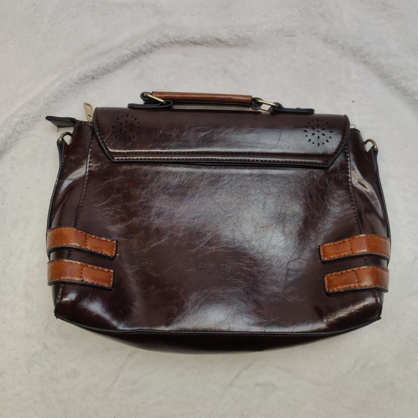 Banned Apparel Vintage Black Brown Retro Leather Satchel Top Handle Handbag