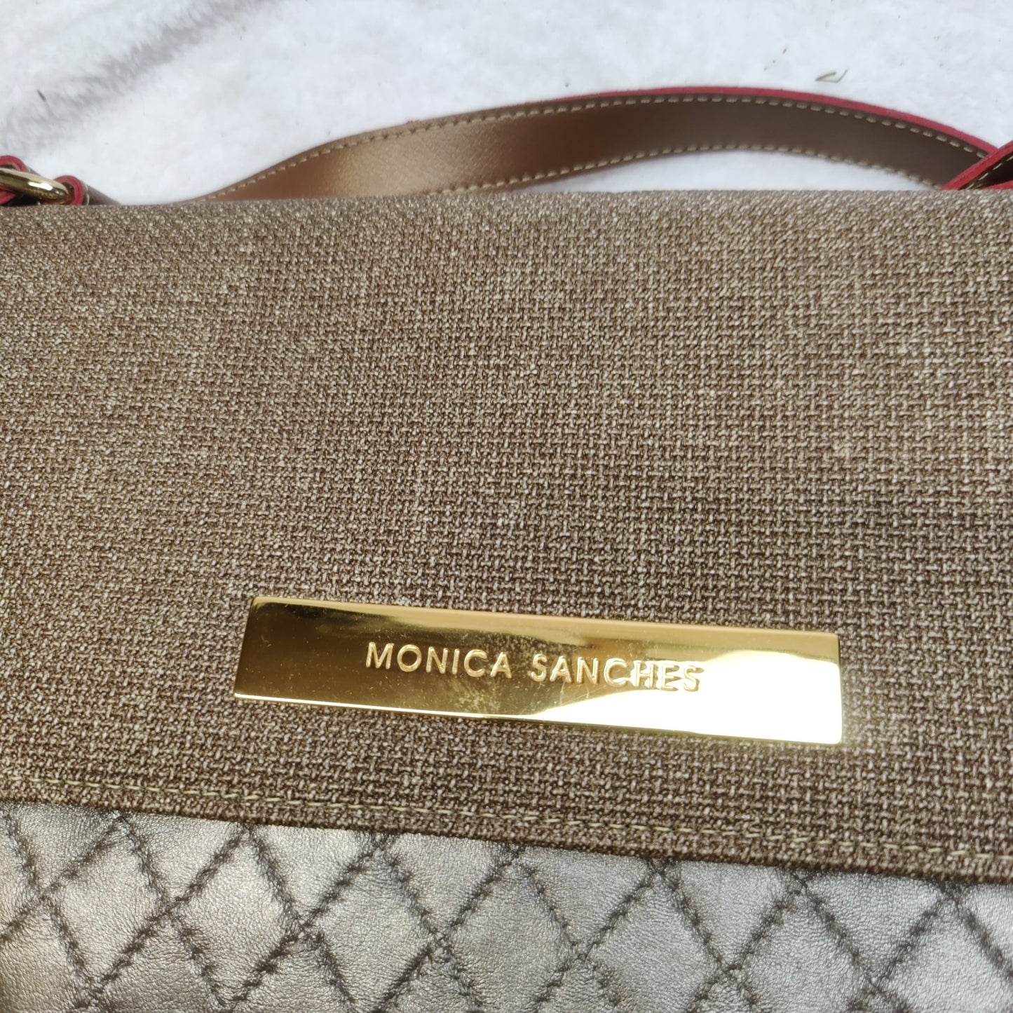 Monica Sanches Silver Leather Shoulder Bag Handbag Women