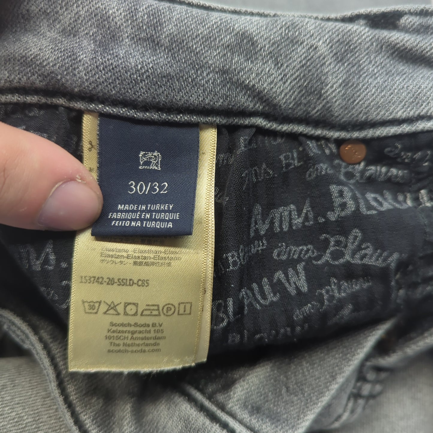 Scotch & Soda La Bohemienne Mid Rise Skinny Grey Denim Jeans Men W30 L30