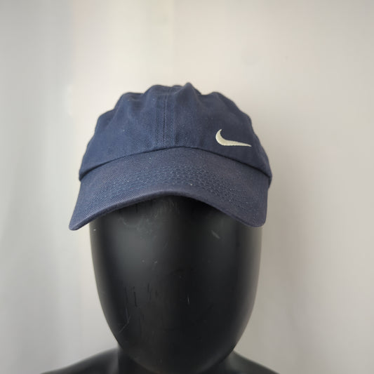Nike Vintage Embroidered Swoosh Navy Blue Baseball Cap Hat Men One Size