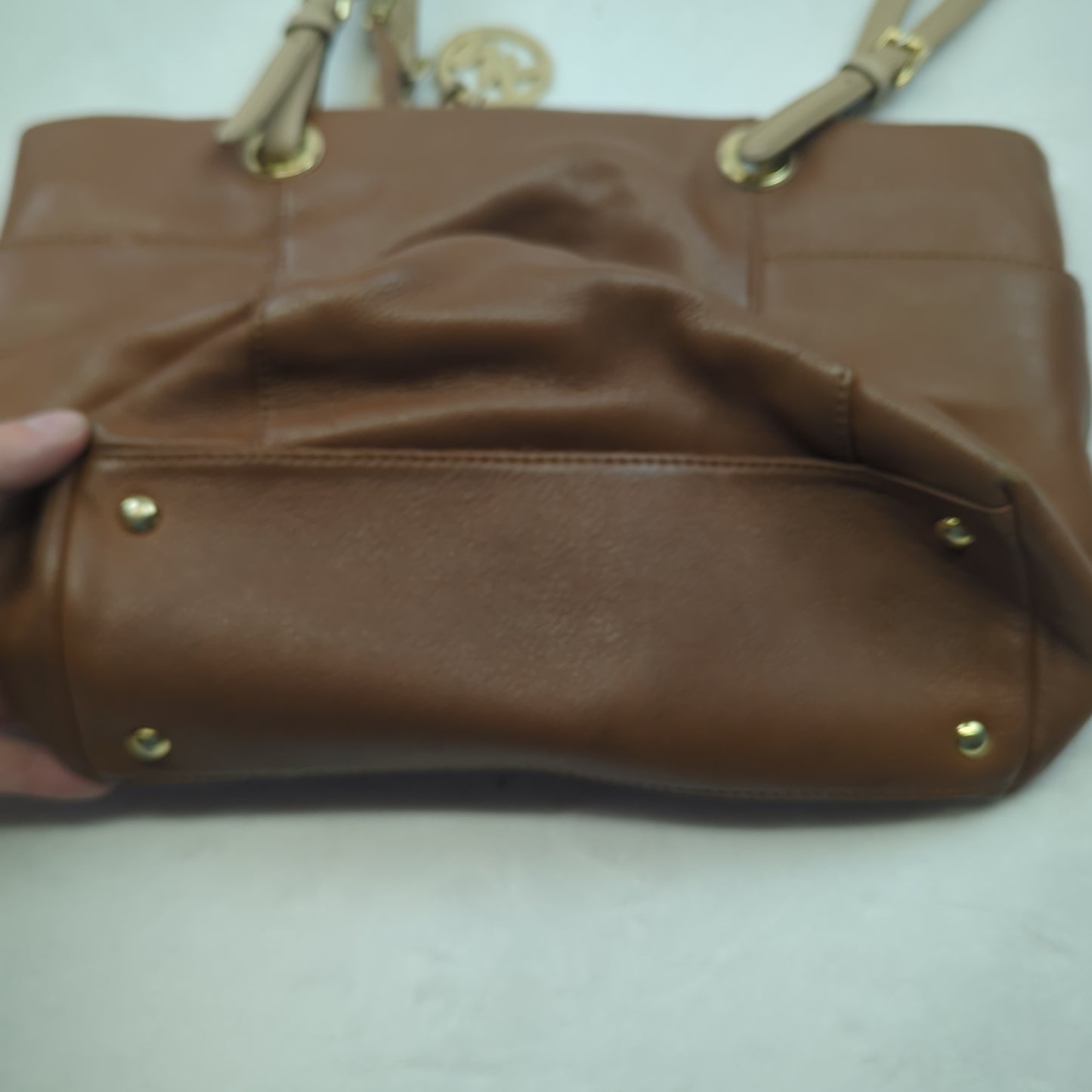 Michael Kors Brown Leather Shoulder Tote Bag Handbag Women