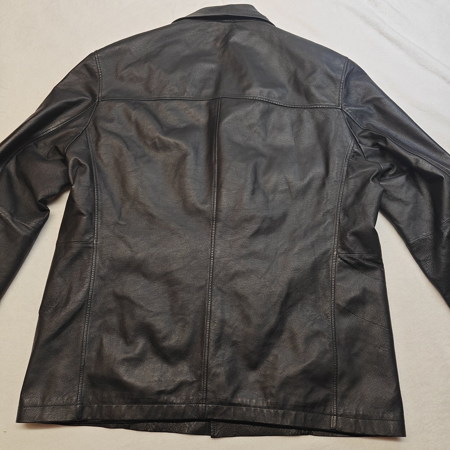 Route 66 Vintage Black Real Leather Jacket Men Size 2XL