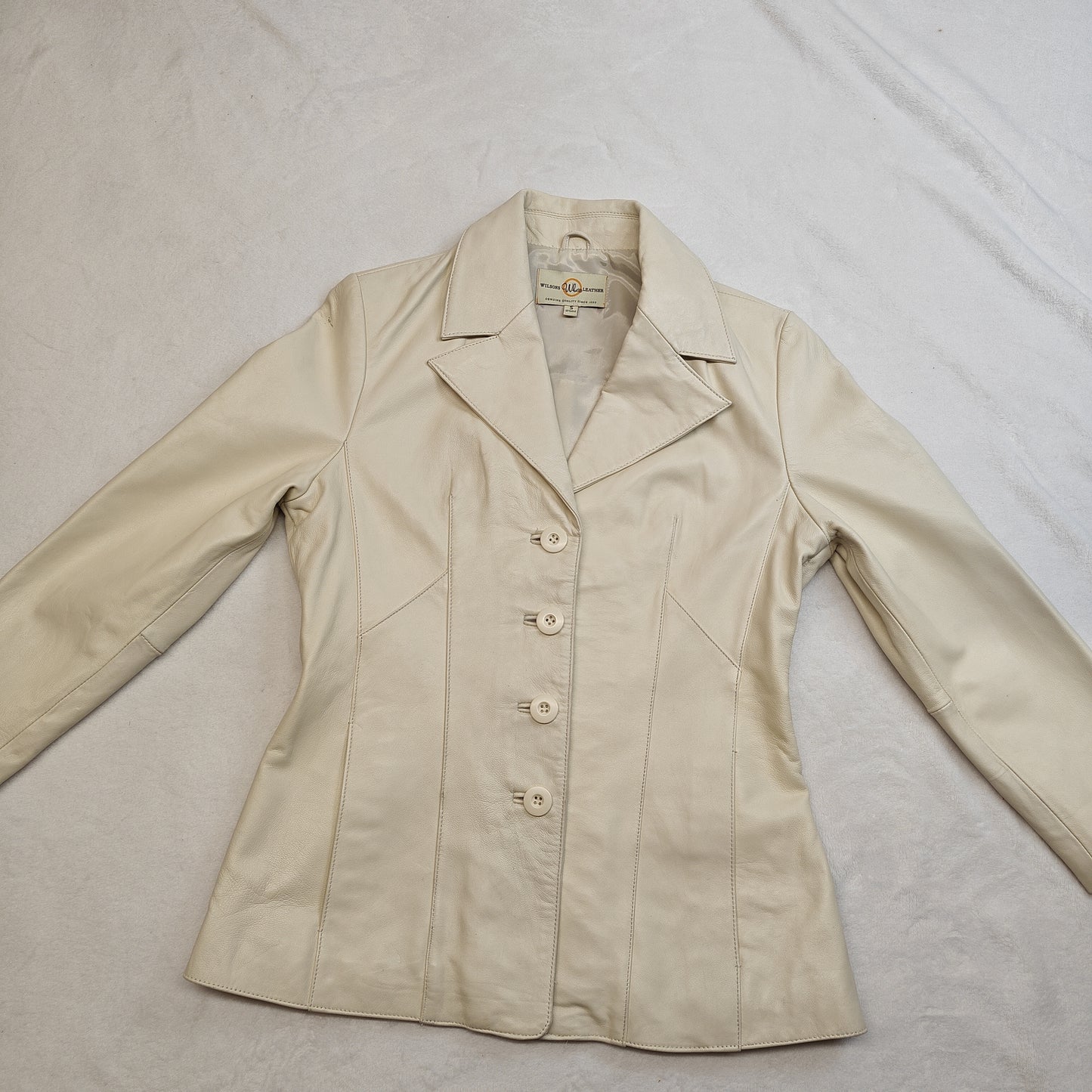 Wilson's White Genuine Leather Button Up Jacket Women Size Small