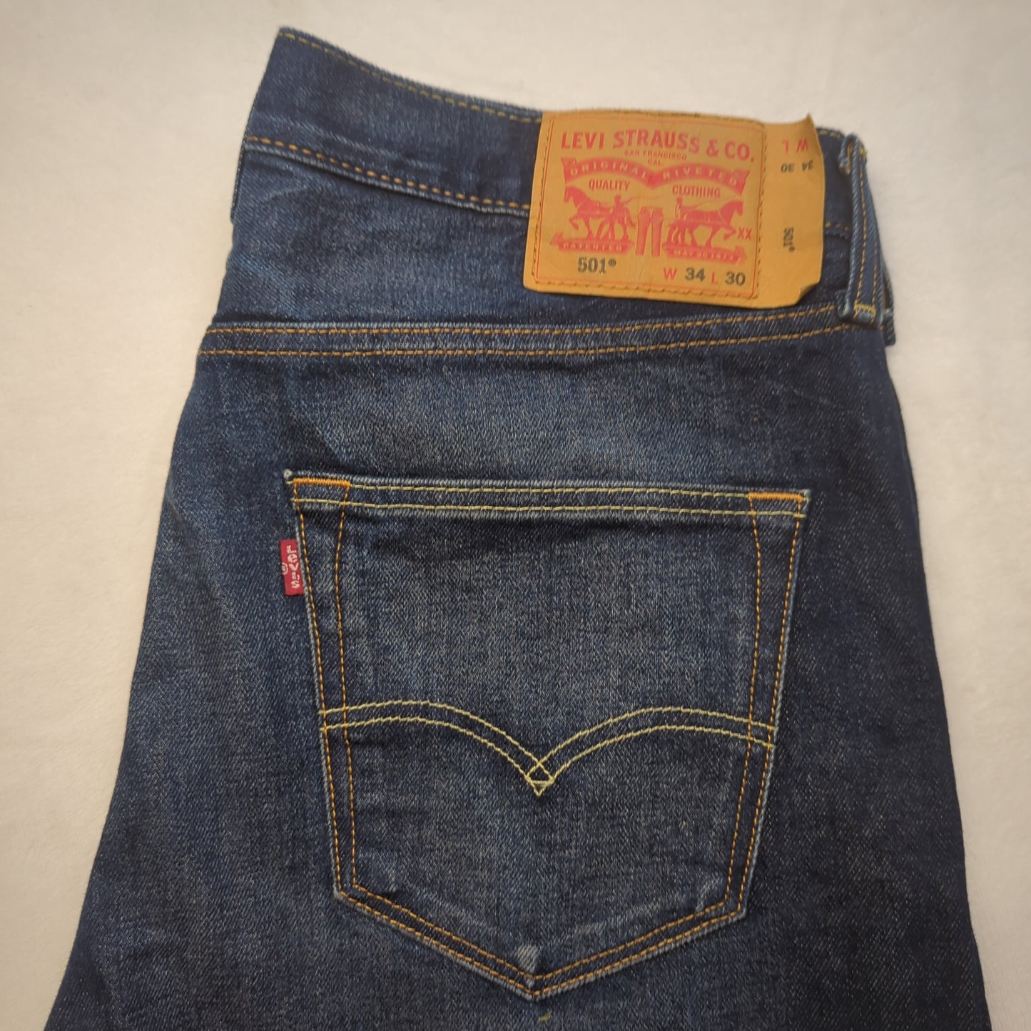 Levi's 501 Regular Straight Fit Blue Stonewash Denim Jeans Men Size W34/L30