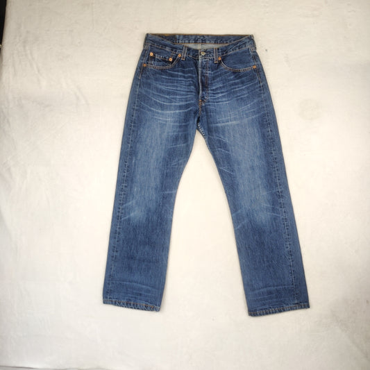 Levi's 501 Regular Straight Blue Stonewash Denim Jeans Men Size W32/L30