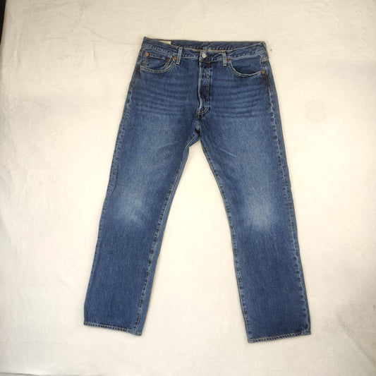 Levi's 501 Regular Straight Fit Stonewash Blue Denim Jeans Men Size W36/L32
