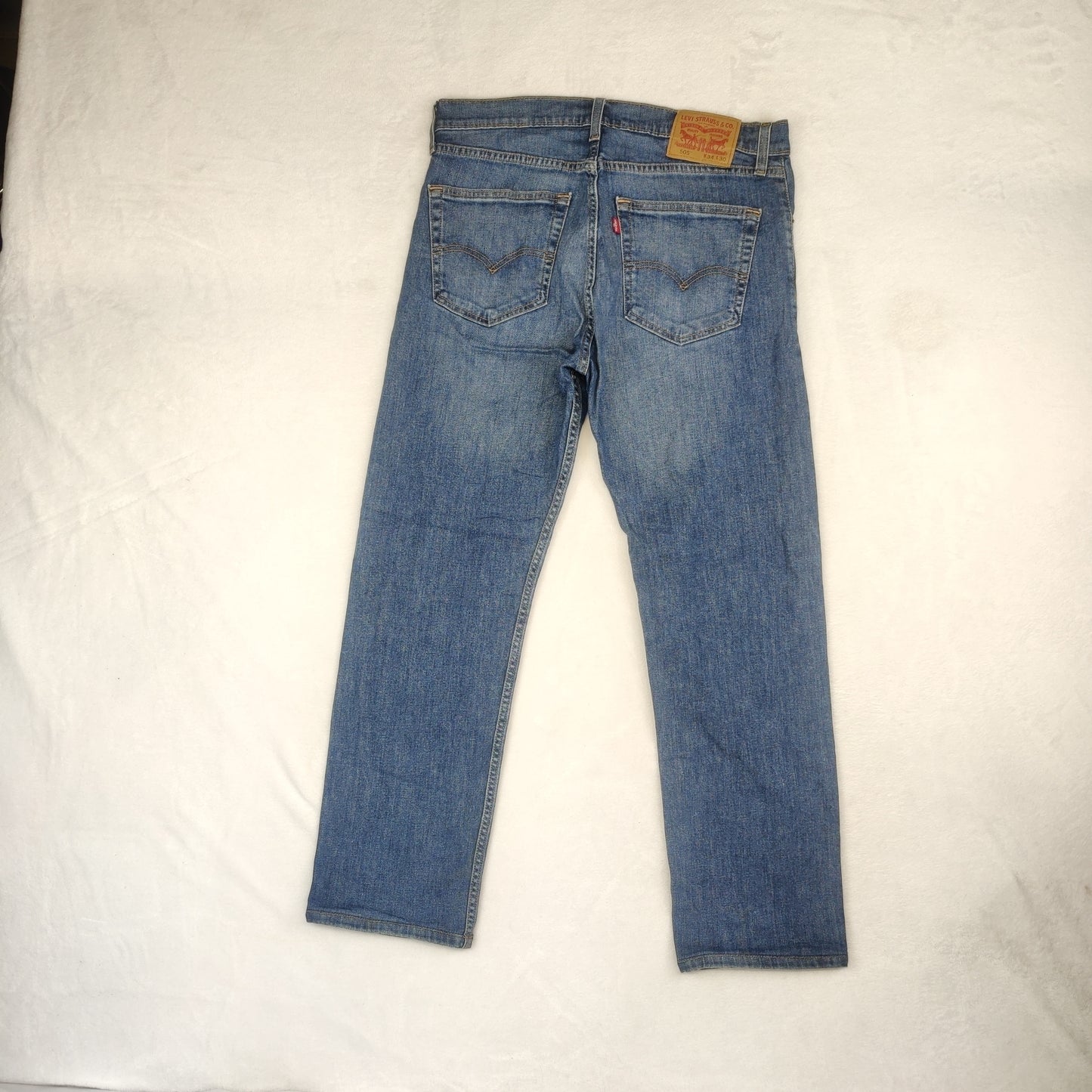 Levi's 505 Relaxed Straight Fit Blue Stonewash Denim Jeans Men Size W34/L30
