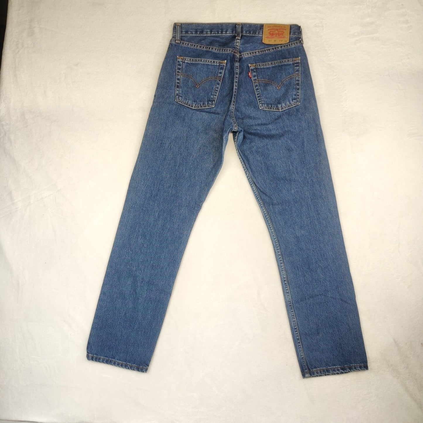 Levi's 521 02 Regular Straight Fit Blue Stonewash Denim Jeans Men W32/L32