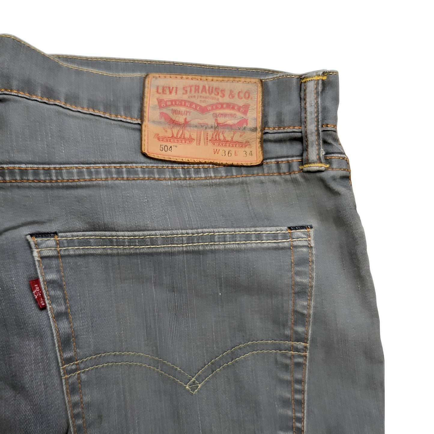 Levi's 504 Dark Grey Charcoal Regular Straight Fit Jeans Men Size W36/L34