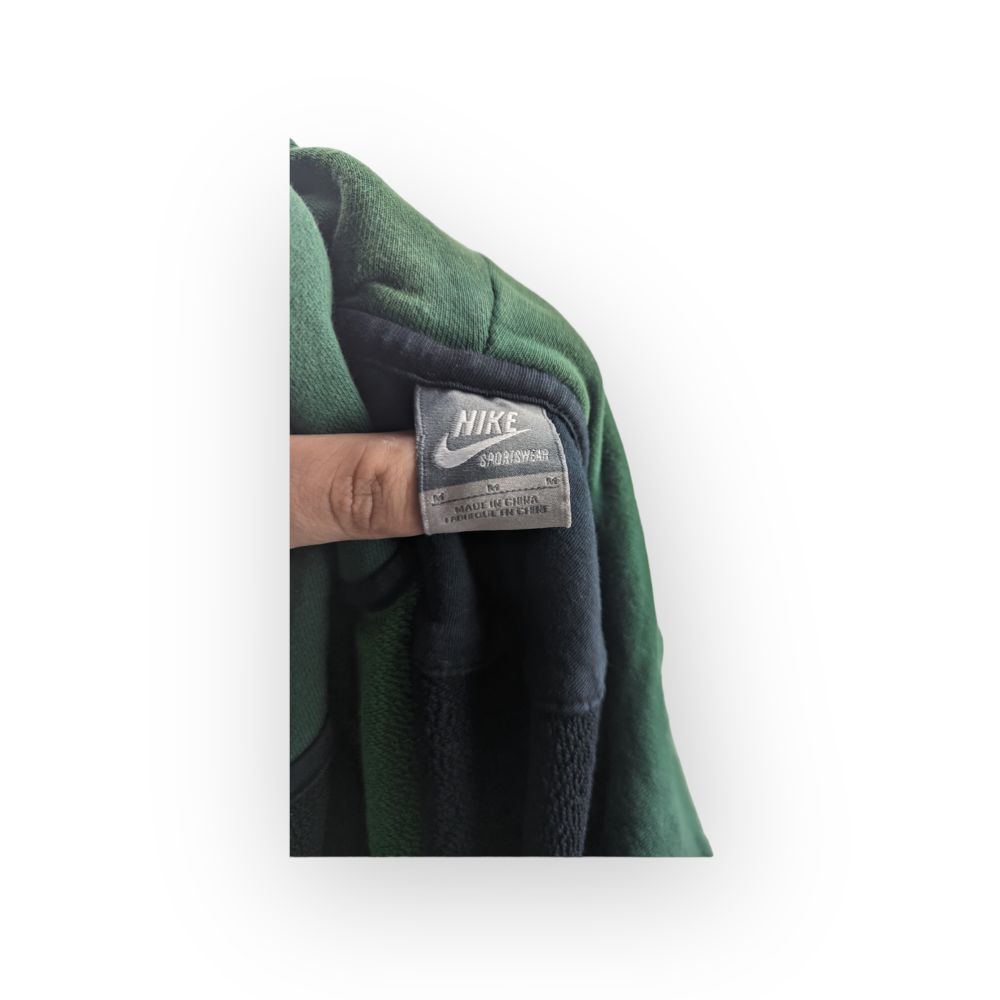 Nike Vintage Black Green Half-zip Pullover Hoodie Men Size Medium