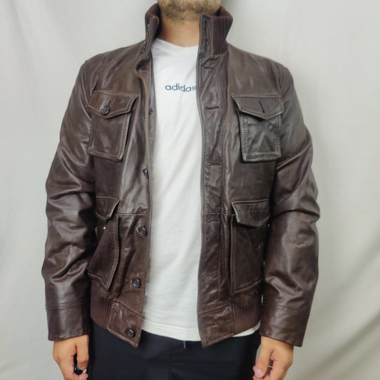 Gap Vintage Brown Leather Jacket Coat Men Size Large