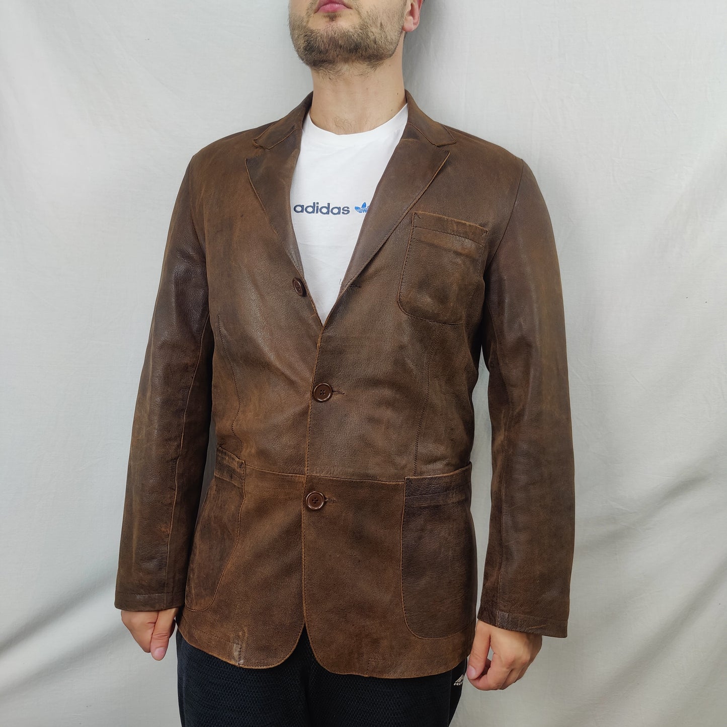 Springfield Vintage Brown Goat Leather Blazer Jacket Men Size Large