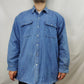 Status Vintage Blue Long Sleeve Denim Button Up Shirt Men Size XL