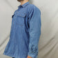 Status Vintage Blue Long Sleeve Denim Button Up Shirt Men Size XL