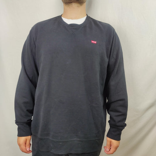 Levi's Black Crew Neck Pullover Cotton Sweatshirt Men Size XL
