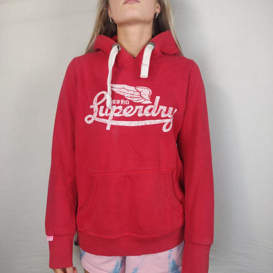 Superdry Vintage Red Pullover Hoodie Women Size Large