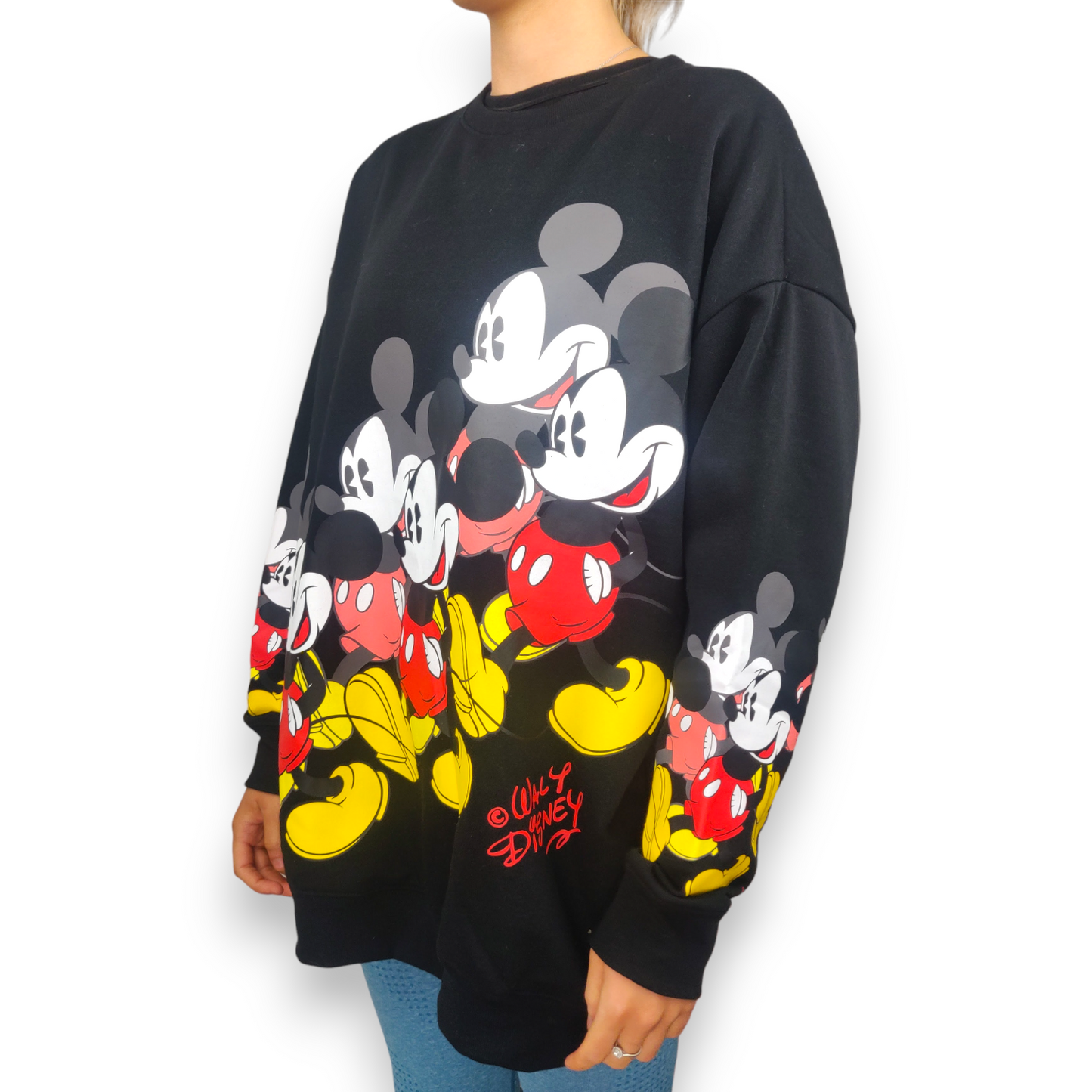 Disney Vintage Classic Mickey Mouse Black Pullover Sweatshirt Women Size Small