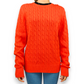 Tommy Hilfiger Orange Cable Knit Crew Neck Pullover Jumper Women Size XL