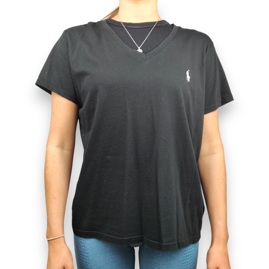 Ralph Lauren Sport Black Cotton Short Sleeve T-Shirt Women Size Large