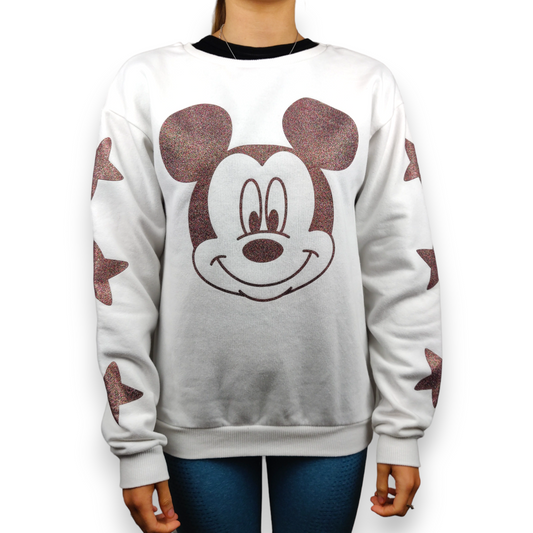 Disney Mickey Mouse Vintage White Pullover Sweatshirt Women Size Small