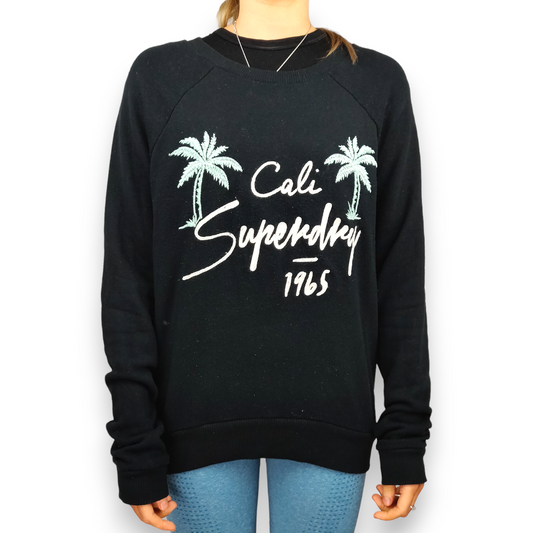 Superdry Black Cali 1965 Crew Neck Pullover Sweatshirt Women Size Small