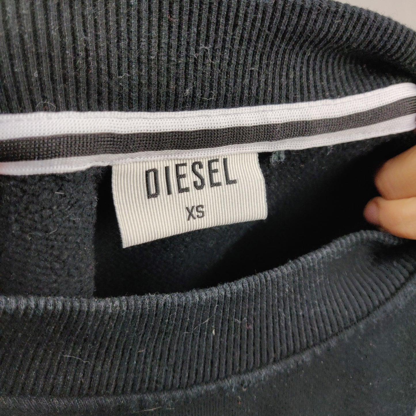 Diesel Black Spell Out Logo Oversized Pullover Sweatshirt Women Size XS
