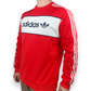 Adidas Red Block Core Crew Neck Pullover Sweatshirt Men Size Large
