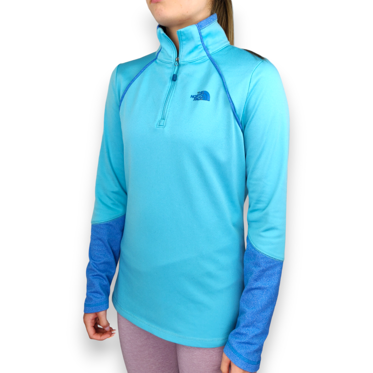 The North Face Blue Activewear Running Training Half Zip Top Stretch Women Size Small