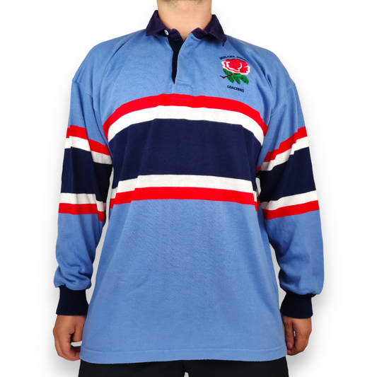 UNI JW Sport 2000 Midland Division Vintage Blue Rugby Polo Shirt Red Rose Men Size XL