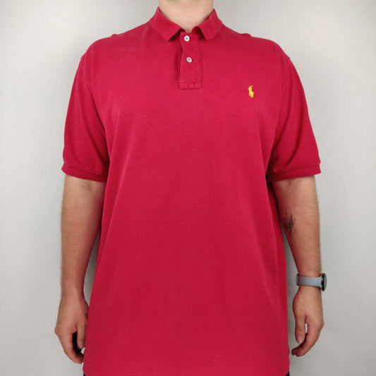 Polo Ralph Lauren Vintage Red Short Sleeve Soft-Touch Polo Shirt Men Size 2XL