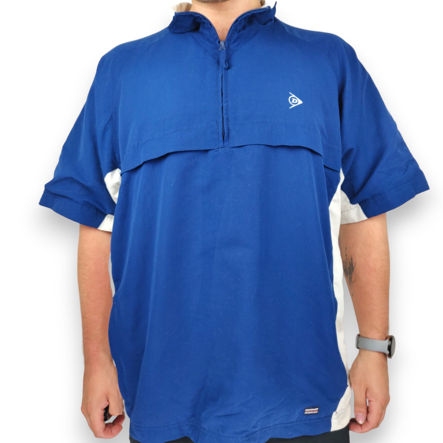 Dunlop Blue Short Sleeve Half-Zip Windbreaker Golf Jacket Men Size Large