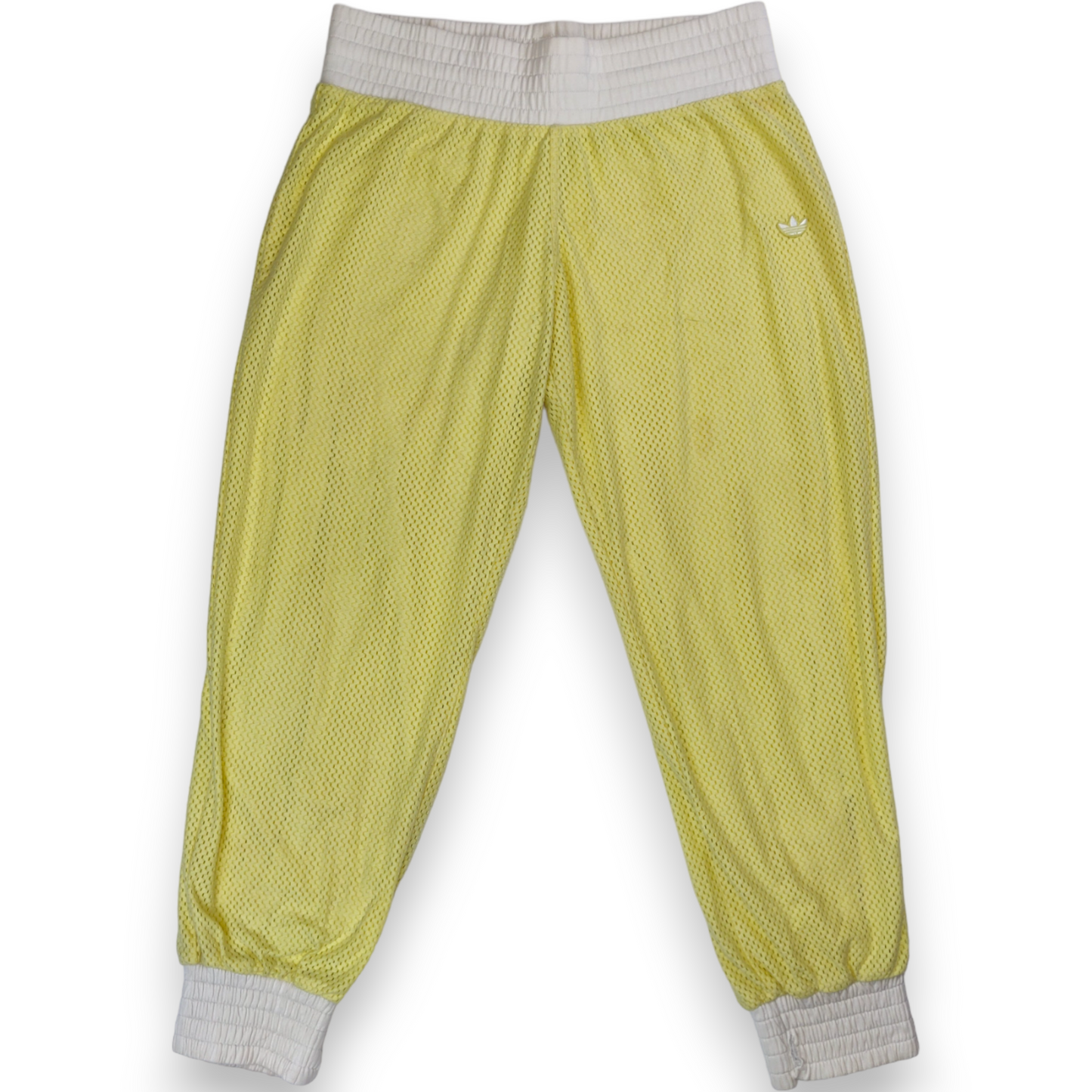Adidas Vintage Yellow Mesh Sweatpants Joggers Track Pants Women Size UK 16