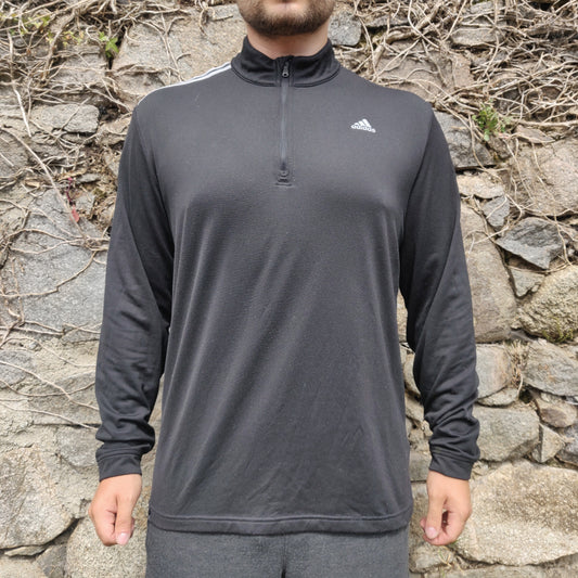 Adidas Vintage Black Long Sleeve Running/Training 1/4 Zip Top Men Size Medium