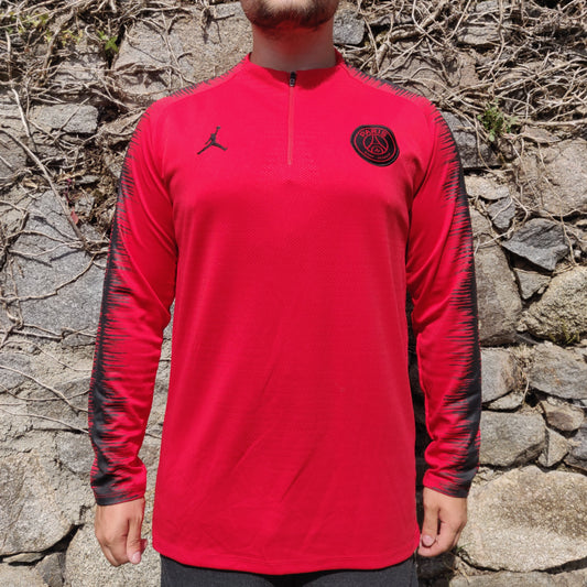 Nike Air Jordan x PSG 2.0 Red 1/4 Zip Training Football Track Top Jacket Men Size XL