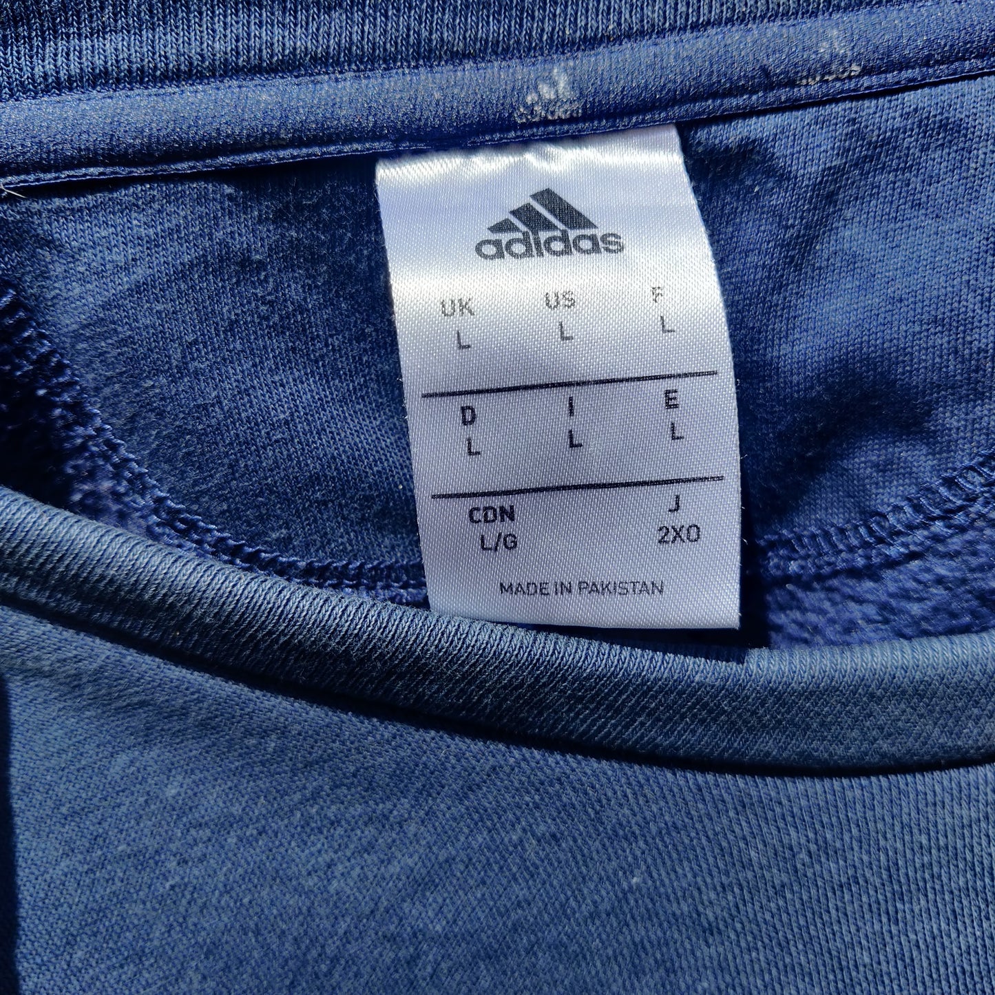 Adidas 3 Stripes Blue White Logo Spell Out Crew Neck Sweatshirt Jumper Men Large