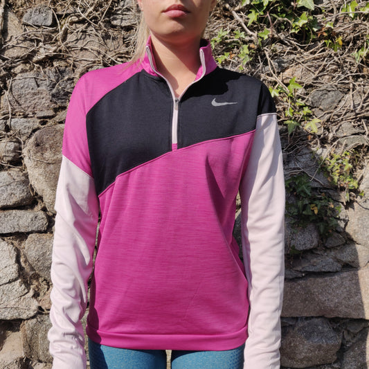 Nike Icon Clash Dri-Fit Pink Midlayer Running/Training 1/4 Zip Top Shirt Women XS