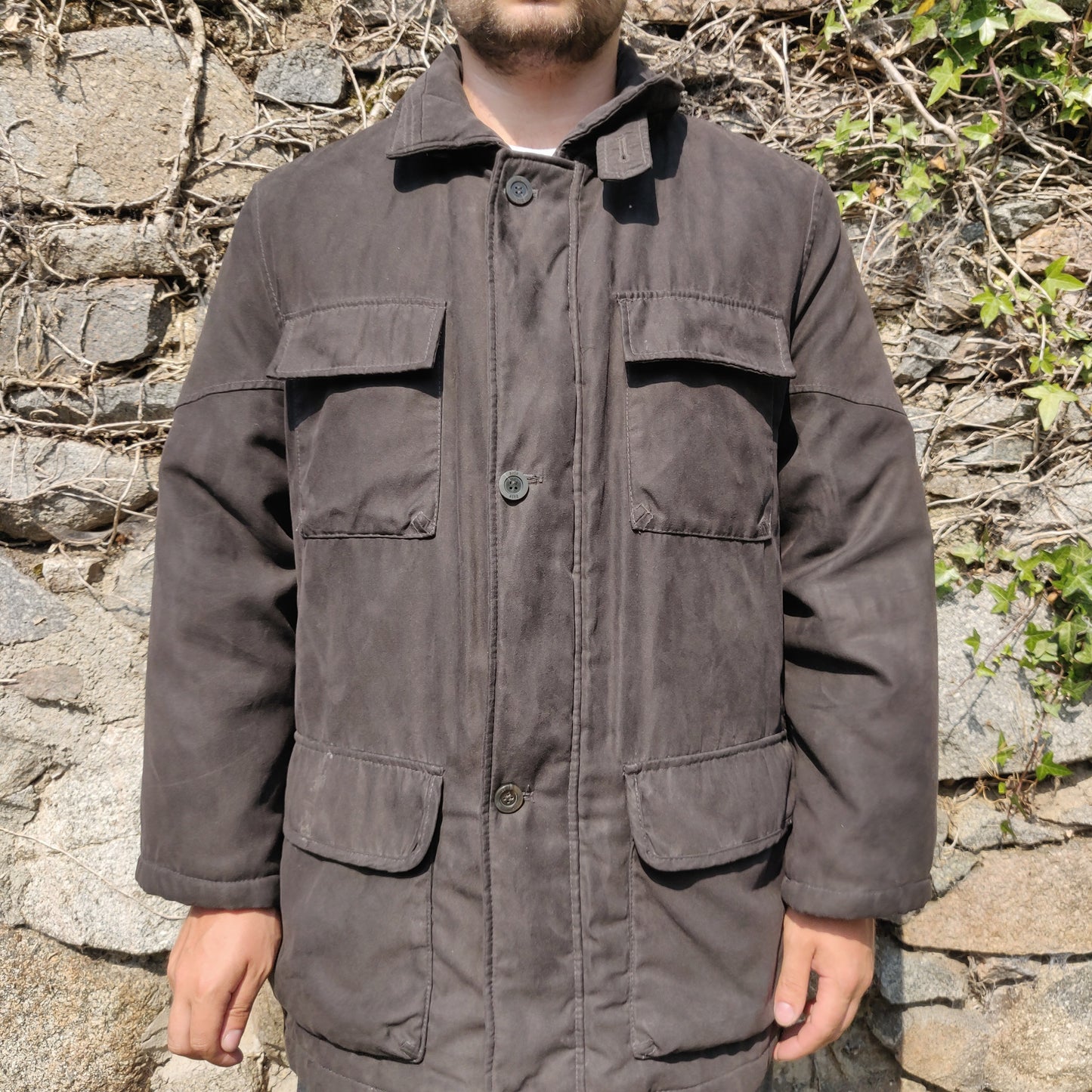 Bush Vintage Brown Outdoor Padded Insulated Utility Overcoat Coat Jacket Men XL